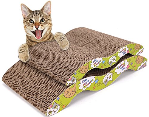 Dosige Juguete del Gato del Animal doméstico M Forma de cartón Corrugado sofá cojín Gato Marco rascador Gato para Gatito Junta Tablero de la Garra Size 34.5x23.5x6.5cm (M Estilo - Trompeta)