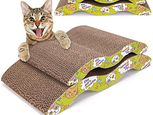 Dosige Juguete del Gato del Animal doméstico M Forma de cartón Corrugado sofá cojín Gato Marco rascador Gato para Gatito Junta Tablero de la Garra Size 34.5x23.5x6.5cm (M Estilo - Trompeta)