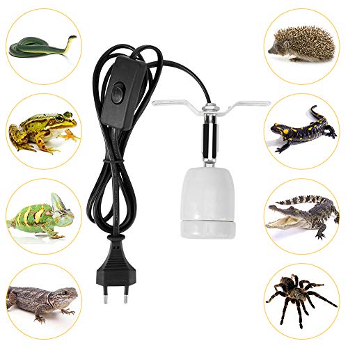 eecoo Lámpara para Tortuga UVA UVB，300W Portalámparas E27, Basking Iluminación de Calor, Pinza giratoria de 360 Grados y Fuente de alimentación Reptiles Acuario de Tortuga Lagarto