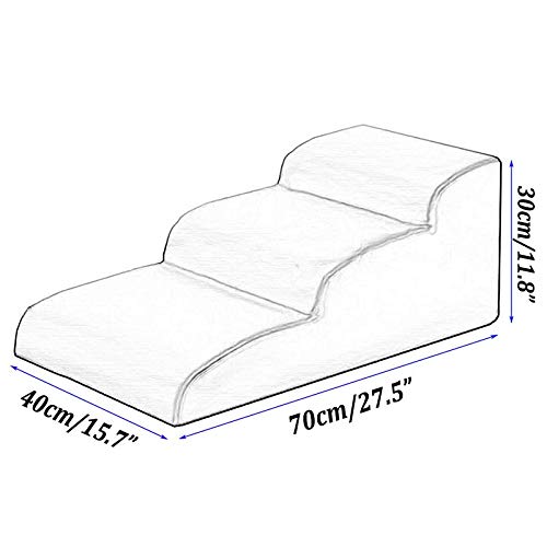 Escalera de Mascota Escalera de Perro de 3 escalones para sofá, Camas Altas y sofás, Escalera para Perros para Perros pequeños y Ancianos, Cubierta de Cuero PU