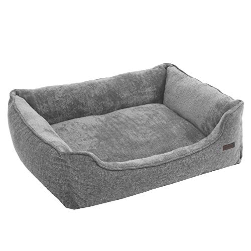 FEANDREA Cama para Perros, Sofá para Perros, Cesta para Perro Desmontable y Lavable a Máquina, Gris, 90 x 75 x 25 cm PGW11GG