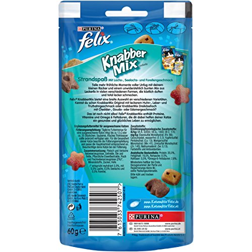 Felix Golosinas para gatos Knabber Mix, pack de 8 (8 paquetes de 60 g)