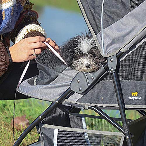 Ferplast Cochecito para Perros pequeños Globetrotter, Carrito para Animales de 9 kg como máximo, Capota abrible, Completamente Plegable, Dotado de Cesta y Ruedas, 80 x 42 x h 95 cm