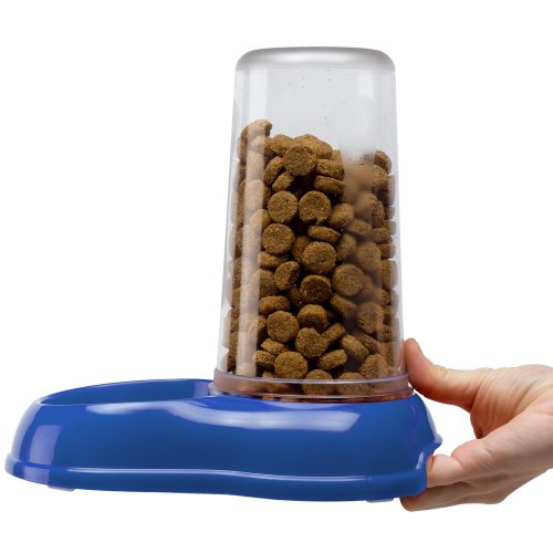 Ferplast Dispensador de Comida o Agua para Perros y Gatos AZIMUT 1500, 1,5 L, croquetas, Comida Seca o Agua, Plástico, Depósito Transparente, Base Antideslizante, 16,5 x 25 x h 24,5 cm Azul Marino