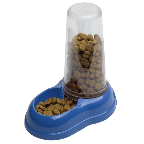 Ferplast Dispensador de Comida o Agua para Perros y Gatos AZIMUT 1500, 1,5 L, croquetas, Comida Seca o Agua, Plástico, Depósito Transparente, Base Antideslizante, 16,5 x 25 x h 24,5 cm Azul Marino