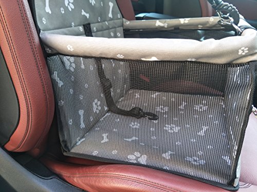 GENORTH Asiento del Coche de Seguridad para Mascotas Perro Gato Plegable Lavable Viaje Bolsas y Otra Mascota Pequeña con Cremallera Bolsillo (Gris)