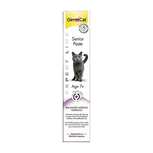 GimCat Pasta SENIOR, Aperitivo Malta para Gatos de Fibra de Origen Vegetal Antibolas de Pelo (1 tubo x 50 g)