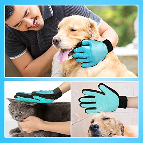 Guante Cepillo Para Eliminar Pelo, 2 En 1 Guante Para Mascotas Para Perro + Gato +Conejo, Para Peinar Y Eliminar Pelo, Cabello Largo Y Corto, Buen Cepillo, Herramienta De Masaje (1 Par) Por Zellar