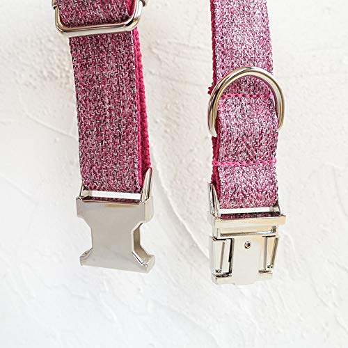 Gulunmun Collares para Perro Hechos a Mano, Suaves y cómodos para Mascotas, Ajustables   con Hebilla de Metal   Collar Perros pequeños medianos Grandes para Mascotas Rosa, S