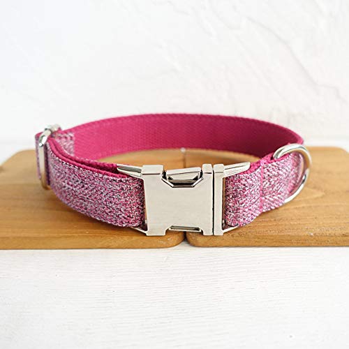 Gulunmun Collares para Perro Hechos a Mano, Suaves y cómodos para Mascotas, Ajustables   con Hebilla de Metal   Collar Perros pequeños medianos Grandes para Mascotas Rosa, S