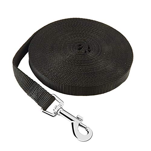 HAPPY HACHI Correa de Adiestramiento para Perros Larga Correas Nylon Resistente para Camping Paseo Longitud 20m Negro