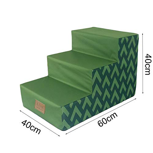 HWL Escaleras para Mascotas Verde Antideslizante del Perro Casero Escaleras, Impermeable Suave 3 Paso Rampa Escalera For Tall Sofá Cama - Interior Al Aire Libre Uso