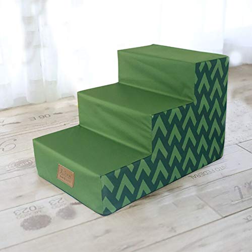 HWL Escaleras para Mascotas Verde Antideslizante del Perro Casero Escaleras, Impermeable Suave 3 Paso Rampa Escalera For Tall Sofá Cama - Interior Al Aire Libre Uso