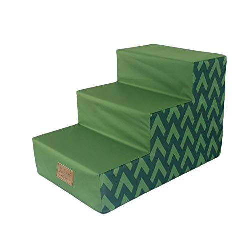 HWL Escaleras para Mascotas Verde Antideslizante del Perro Casero Escaleras, Impermeable Suave 3 Paso Rampa Escalera For Tall Sofá Cama - Interior Al Aire Libre Uso