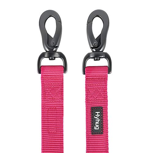 Hyhug Correa Corta de Nylon Resistente de 45,7 cm de Largo con asa Acolchada cómoda y Clip Resistente para Perros Grandes, medianos, para niños y niñas. (Rosa roja)