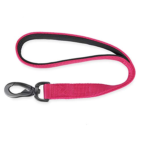 Hyhug Correa Corta de Nylon Resistente de 45,7 cm de Largo con asa Acolchada cómoda y Clip Resistente para Perros Grandes, medianos, para niños y niñas. (Rosa roja)