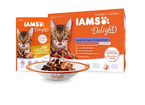 IAMS Delights Gato Adulto Colección Tierra y Mar en Salsa [1,02 kg]