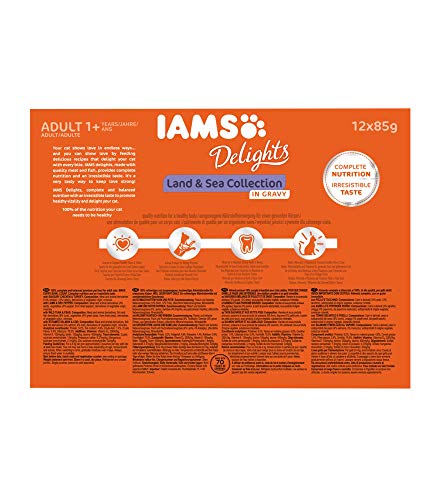 IAMS Delights Gato Adulto Colección Tierra y Mar en Salsa [1,02 kg]