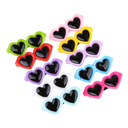 InnerSetting Pinzas para el Pelo de Perro, 10 Unidades/Set de Lazos para Mascotas con Forma de corazón, Gafas de Sol para Mascotas