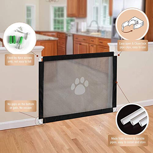 iPawde Magic Gate para Perros, Caja de Seguridad para Perros, fácil de Instalar y Seguro con Cerradura. Mantenga a los Perros alejados de la Cocina/en el Piso de Arriba, 31.5"* 39.3"