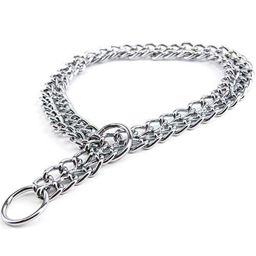 JYHY - Collar para Perro, Cadena en Forma de P y Cadena de Metal de Hierro y Doble Fila, para Entrenar a los Perros pequeños, medianos y Grandes