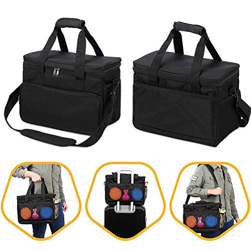 KOPEKS Bolsa de Viaje para Perros, Gatos, Mascotas, Bolso Térmico con Compartimientos, Comedero y Bebedero Plegables - Kit de Viaje - Negro