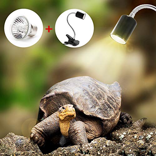 Laduup Lámpara de Tortuga acuática para acuarios Que iluminan 25W UVA UVB con rotación Larga de 360 ° para Reptiles y Anfibios [Clase de eficiencia energética A +]