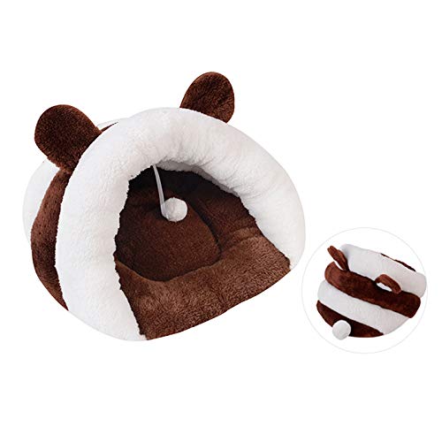 Lanbowo Cama para Perro, Redonda, para acurrucarse, Manta para Mascotas, Cama extraíble para Perros y Gatos, café, Small