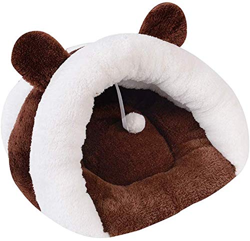 Lanbowo Cama para Perro, Redonda, para acurrucarse, Manta para Mascotas, Cama extraíble para Perros y Gatos, café, Small