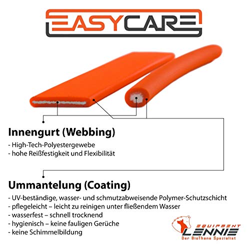 LENNIE Línea de adiestramiento Easycare® 6 mm Redondo, 10 Metros, Naranja neón, sin Lazo de Mano (Impermeable y fácil de Limpiar)