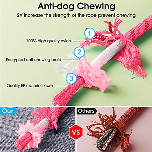 Litthing Correas para Perros Nylon con Mango Acolchado Ajustable Negro Sólido Reflectante 150 cm para Perros Grandes o Medianos Adecuado para Correr Senderismo Correr (Rosa)