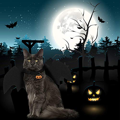 LIZHIGE Pet Costume Bat Wings, 1Pc Pet Halloween Bat Wings Disfraz, Gato Perro Cool Bat Wings Cosplay Accesorio para Halloween Holiday Theme Party, 2Pc Campana de Calabaza