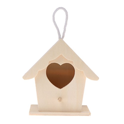 Mentin Nid d'oiseau Maison en Bois Naturel DIY Créatif en Forme de Perroquet Perroquet Suspendu