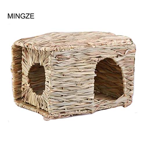 MINGZE Folding Straw House, Rabbit Grass House, para Rabbit Guinea Chinchilla Hurón, Multi-Utilidad, Comestible, No tóxico, Chew Toy para Animales pequeños