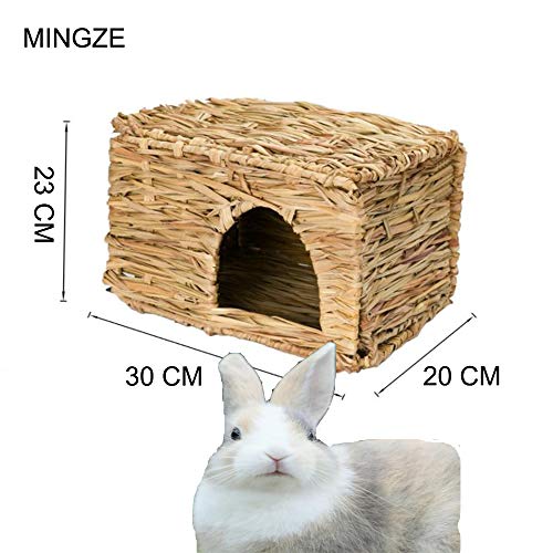 MINGZE Folding Straw House, Rabbit Grass House, para Rabbit Guinea Chinchilla Hurón, Multi-Utilidad, Comestible, No tóxico, Chew Toy para Animales pequeños