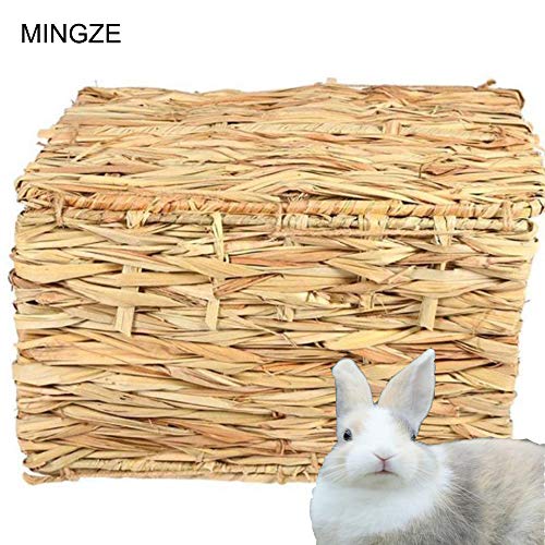 MINGZE Folding Straw House, Rabbit Grass House, para Rabbit Guinea Chinchilla Hurón, Multi-Utilidad, Comestible, No tóxico, Chew Toy para Animales pequeños