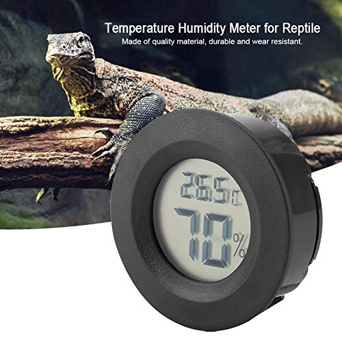 Mini Monitor de Temperatura de Humedad Interior con Termómetro Higrómetro Digital con Pantalla LCD Grande y Luz de Fondo para Reptiles(Negro)