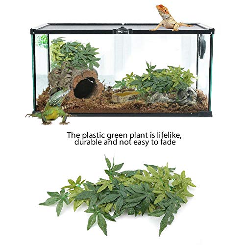 Minnya Reptiles Vid Artificial Plástico Hojas Colgantes Falsas Planta de simulación Verde Reptil Terrario Hábitat Decoración Acuario Adorno de Acuario con una Ventosa (40cm)