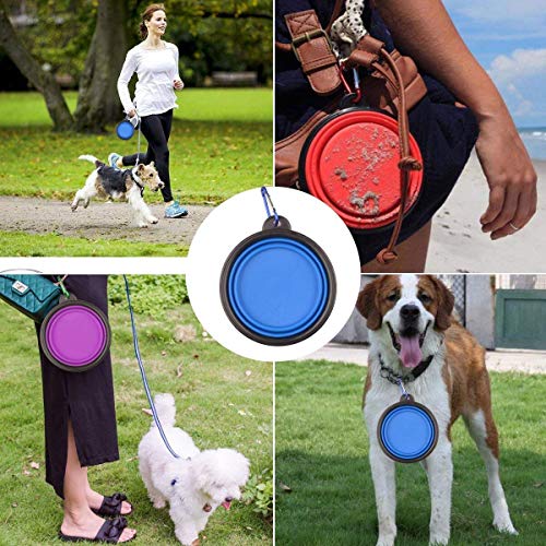 MOACC Cuenco Perro, Comedero para Mascotas Bebedero Portátil Plegable de Viaje Plato Silicona para Perros Gatos, Juego de 4