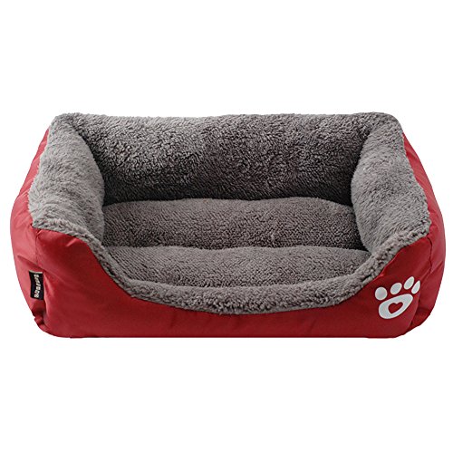 mogist Perros cama cojín Perros y Gatos rectángulo mascotas cama para pequeñas y medianas perros Teddy Caniche gato, rojo, 45*40*12CM