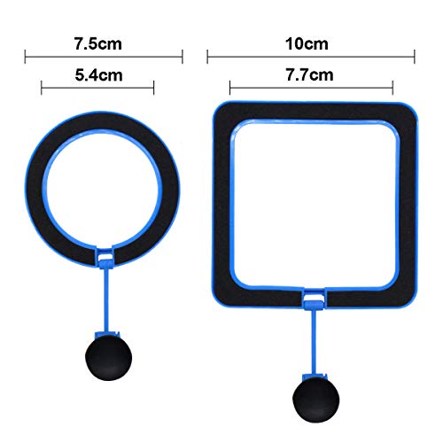 Natuce 2PCS Anillo de alimentación para pecera, Alimentador de Pescado con Ventosa,Acuario, pecera, Tanque de alimentación, Bandeja Flotante de Alimentos, alimentador automático - Azul