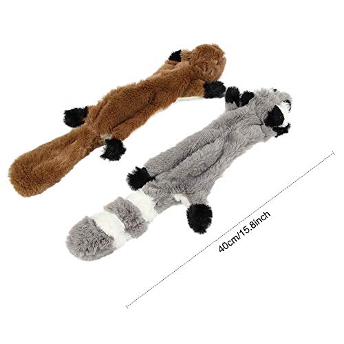 Nollary Perro Squeaky Juguetes sin Relleno, Suave Ardilla y Mapache de Peluche Juguetes con chirriador para Perros Evitar el aburrimiento, 16 Pulgadas, Paquete de 2