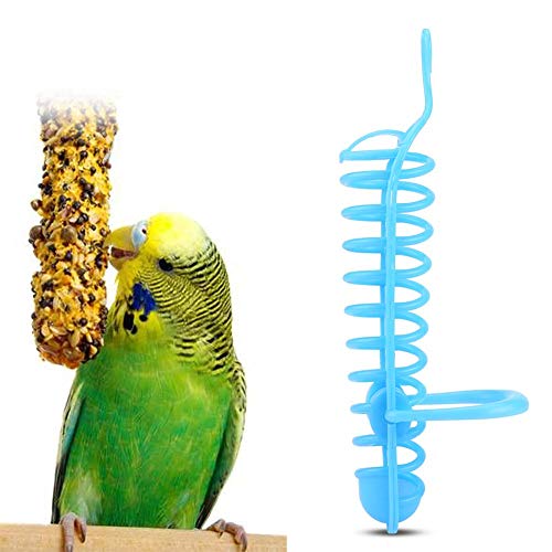 Pangding Canasta comedero para pájaros, Soporte de Percha de plástico para alimentación de Frutas, Percha para Mascotas, Loros, pinzón, Suministros(Azul)