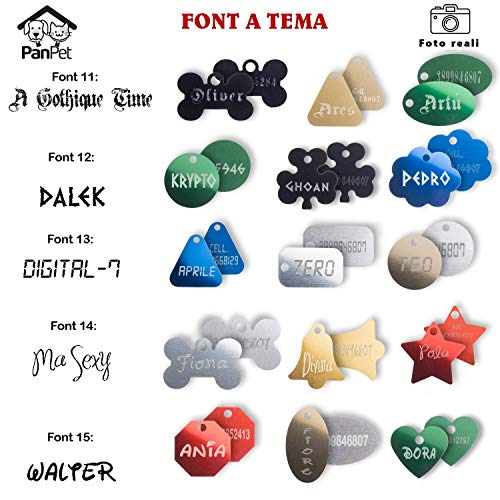 PanPet Etiqueta para Perros y Gatos en Forma de Placa Militar en Aluminio anodizado + Grabado Personalizado Gratuito en Ambos Lados + Anillo Gratis (S (pequeño), Negro Brillante)