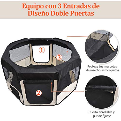 Pawhut Parque Mascotas Plegable 2 Puertas Juego Entrenamiento Dormitorio Perro Cachorros