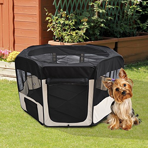 Pawhut Parque Mascotas Plegable 2 Puertas Juego Entrenamiento Dormitorio Perro Cachorros