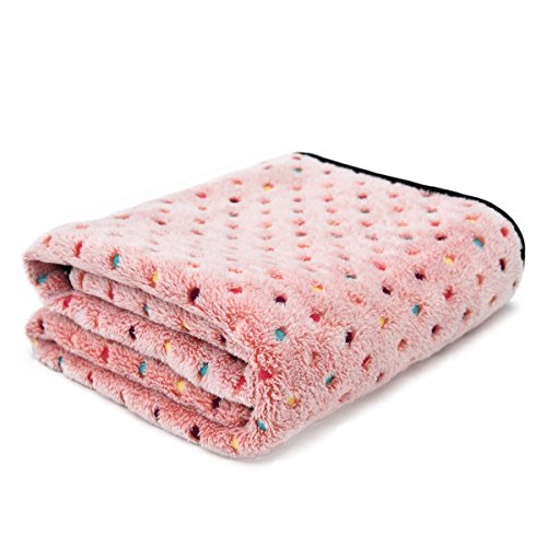 PAWZ Road Pet Dog Manta Fluffy Fleece Fabric Suave y Linda Warm Dot Print Manta Lavable para Gatos y Perros Rosa 104 * 78cm