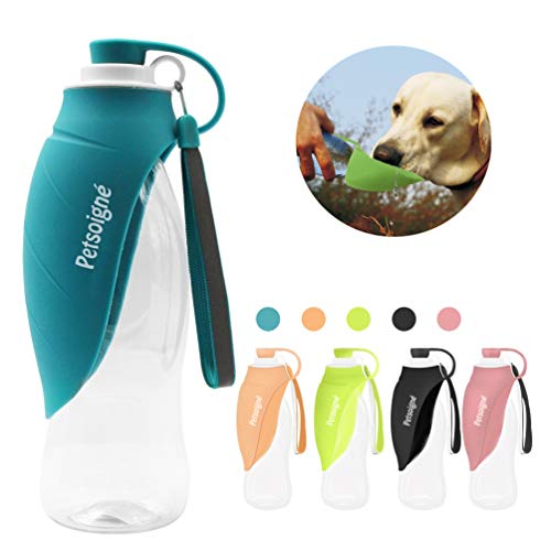 Petsoigné Botella de Agua para Perros Portátil Botella para Perros de Silicona para Salir (Azul)