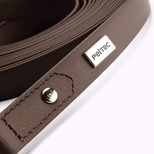 PetTec Correa de Perro Extra Larga de 5 m, Cómoda y Resistente; Fabricado con Trioflex, Resistente a la Intemperie e Impermeable, Duradero, Fino y Seguro - Marrón