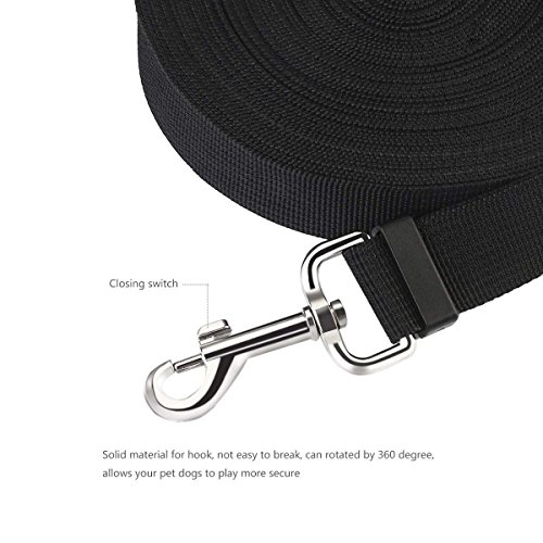 Ploopy D-Ring Correa de Adiestramiento para Perros, Correa Larga de Rastreo para Perro Ideal Paseo o Amarre (Negro, 10m)